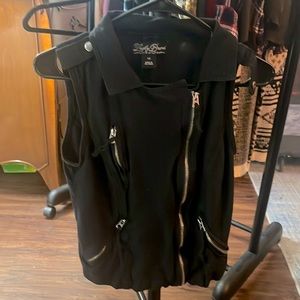 Lucky Brand Linen Moto Vest | Women’s Size XS | Black